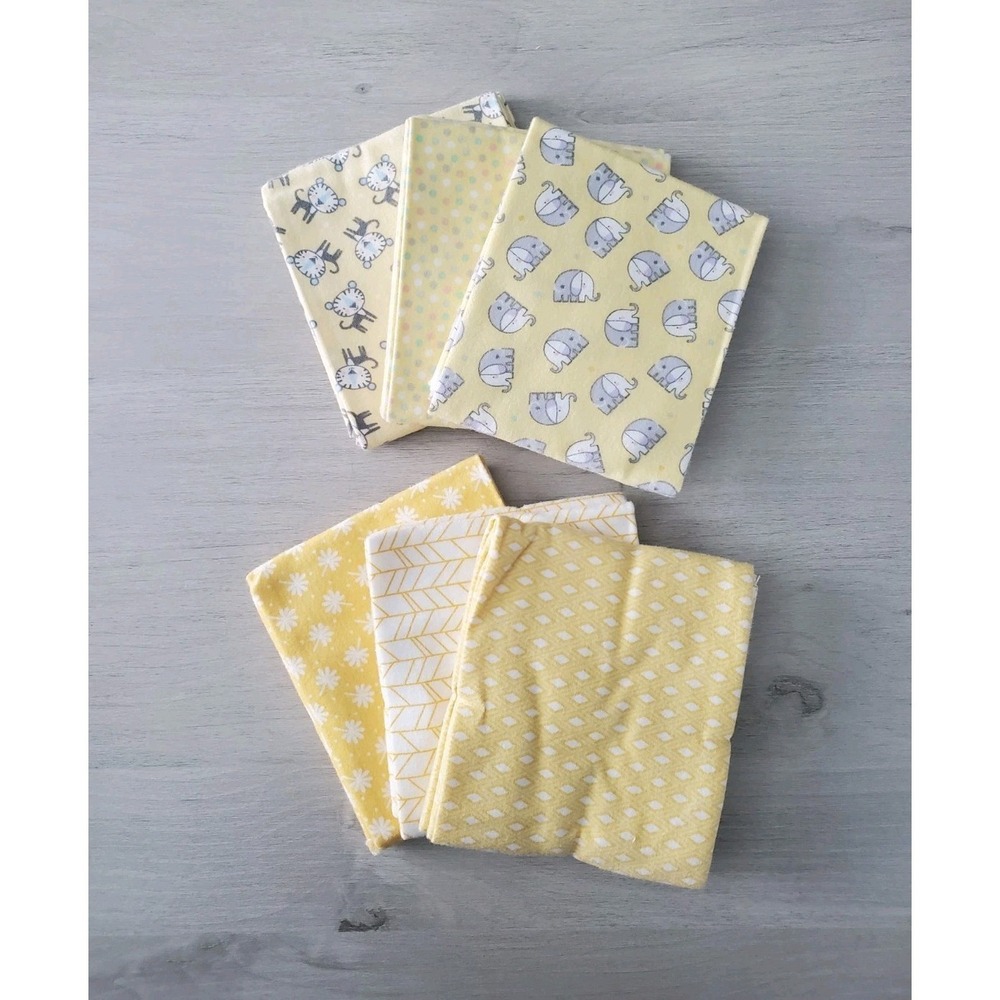 Benartex SNUGGLE IN THE JUNGLE FLANNEL Yellow Fat Quarter Bundle 18x22" 6 Pieces